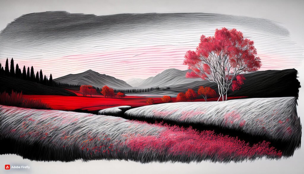 Landscape red white